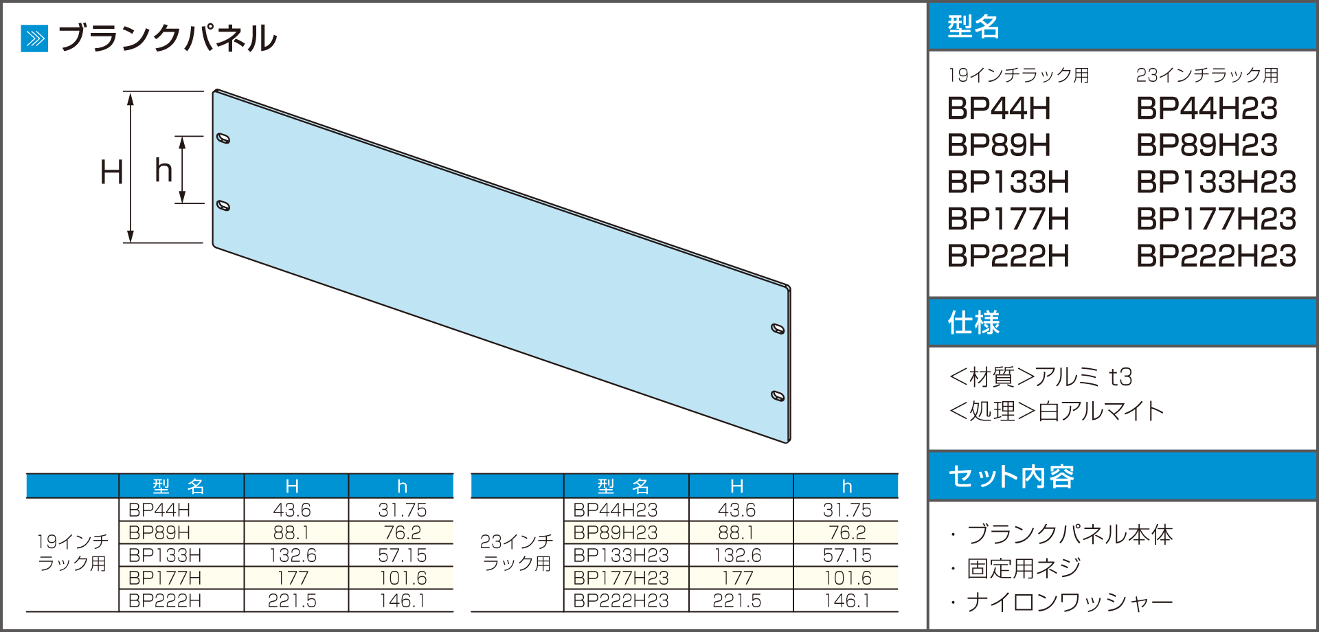 高強度省スペースラックRACシリーズ・アクセサリ・ブランクパネル