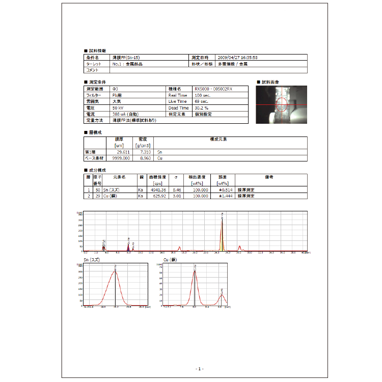 携帯型蛍光X線分析装置RX3000のメッキの膜厚測定