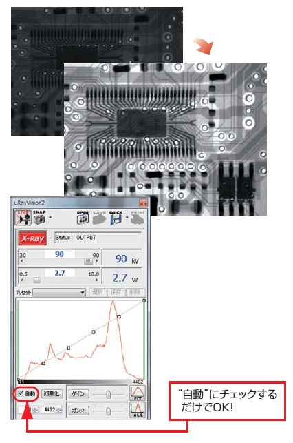 松定プレシジョン X線非破壊検査装置μnRay8900シリーズ・自動コントラスト調整機能