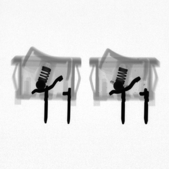 スイッチの接点状態が写したX線透過画像